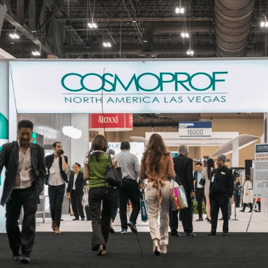 The entrance of the COSMOPROF North America Las Vegas trade show with the title that says MAYK Event Recap 