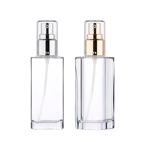 유리 S100ml 사각 투명/금속 버튼 에센스펌프