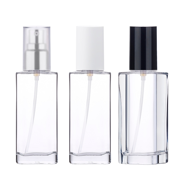 유리 S100ml 사각 투명/금속 버튼 에센스펌프/각진 보호캡